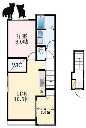 萩原天神駅 徒歩26分 2階の物件間取画像